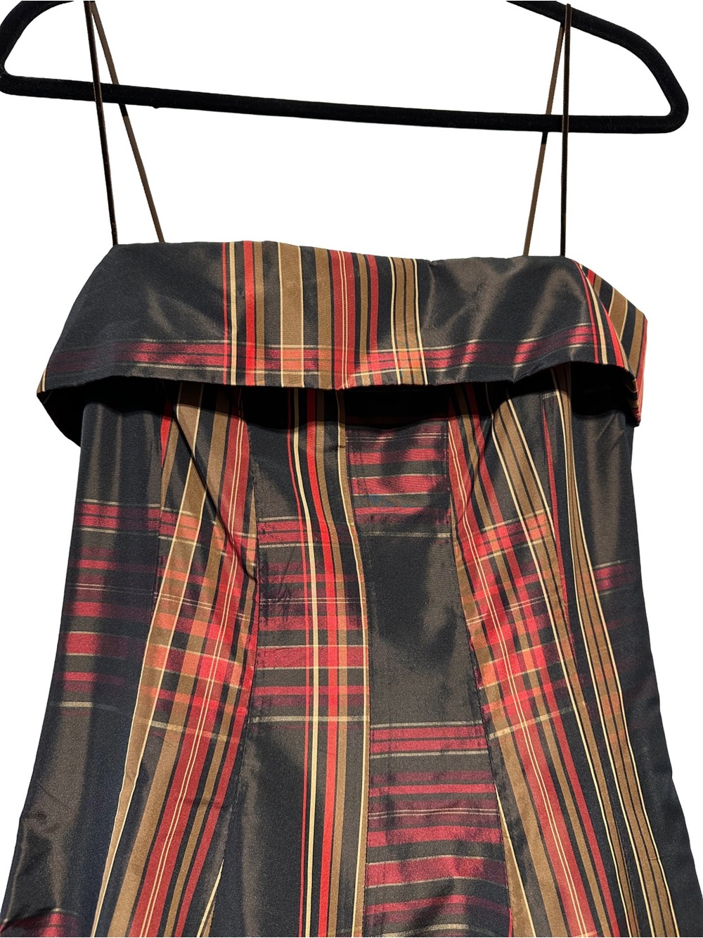 Zara Plaid Taffeta Coquette Goth Dark Academia Holiday Party Midi Dress S - Picture 2 of 9
